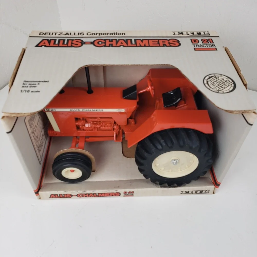 1987 Ertl Allis-Chalmers D 21 Tractor 1/16 Die-Cast Model 1283 Orange Vintage